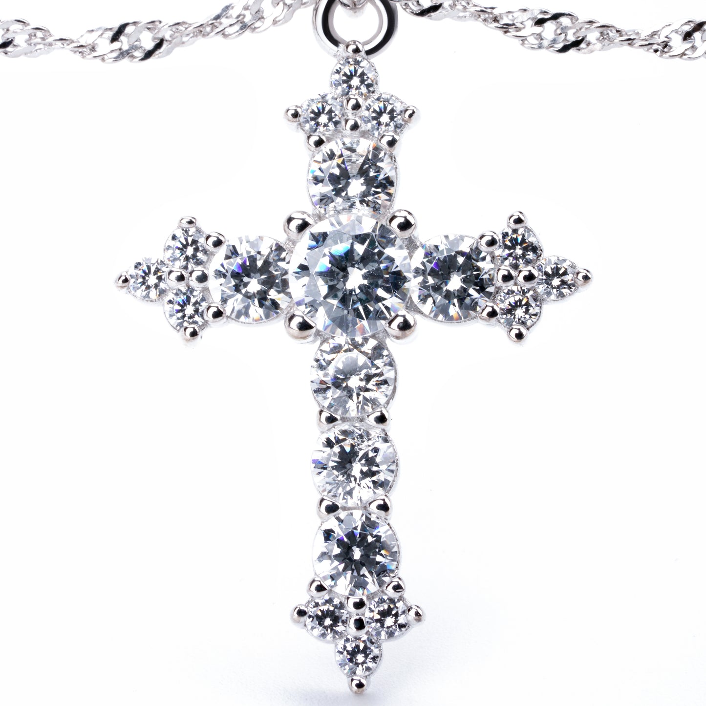 S925 diamond cross zircon necklace