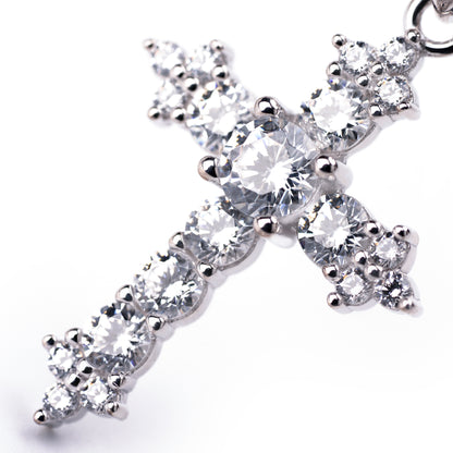 S925 diamond cross zircon necklace