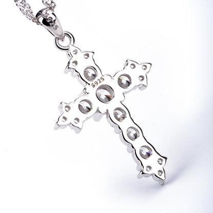 S925 diamond cross zircon necklace