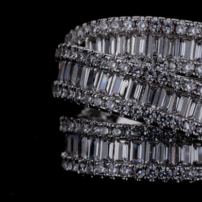 Three-Row Cubic Zirconia Ring