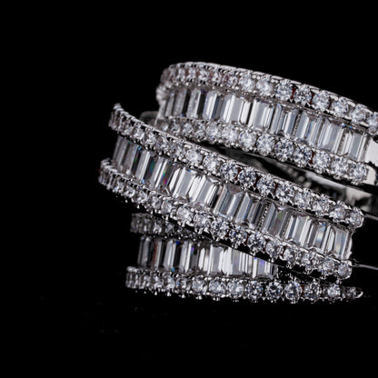 Three-Row Cubic Zirconia Ring