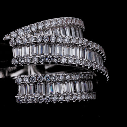 Three-Row Cubic Zirconia Ring