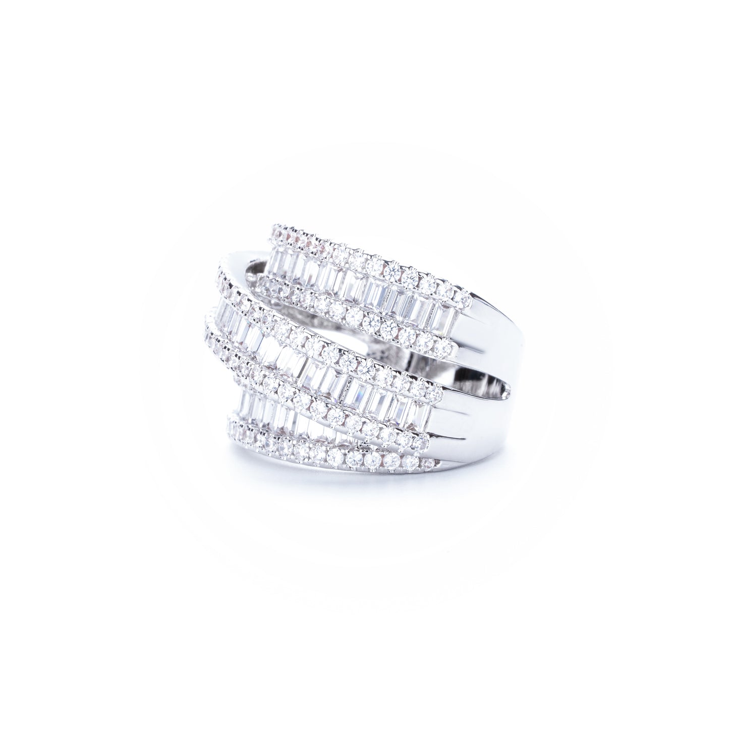 Three-Row Cubic Zirconia Ring