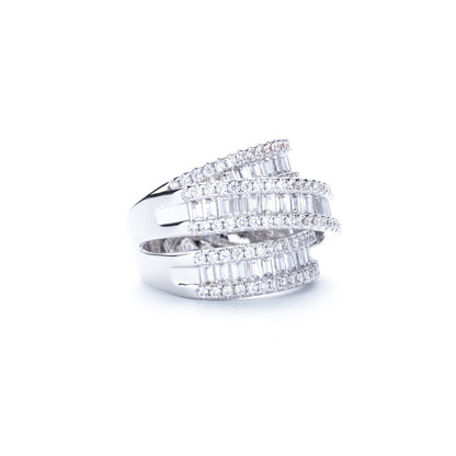 Three-Row Cubic Zirconia Ring