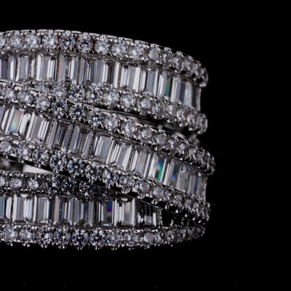 Three-Row Cubic Zirconia Ring