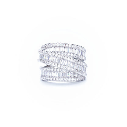 Three-Row Cubic Zirconia Ring